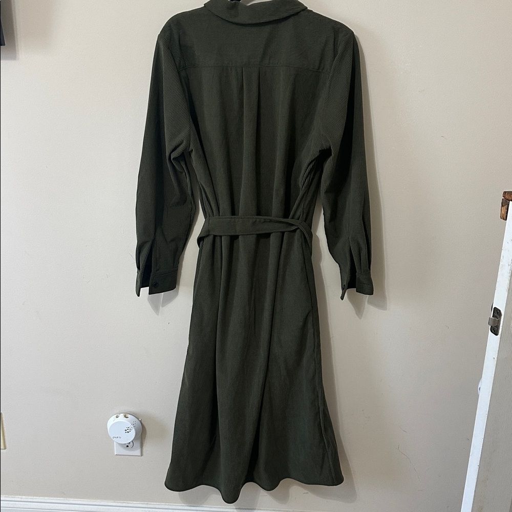 NWOT Tuckernuck Olive Wide Wale Corduroy Tara Shirt Dress - Picture 9 of 9